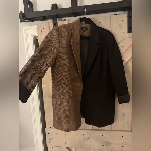 LIKE NEW Bardot Black Houndstooth Spliced Blazer Size L/8 - Picture 3 of 8